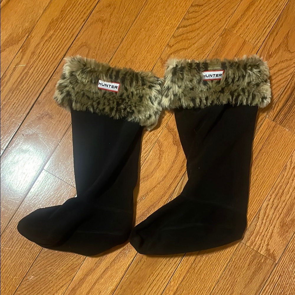 Hunter Black Boot Socks with Faux Fur (black fleece boot liners)
